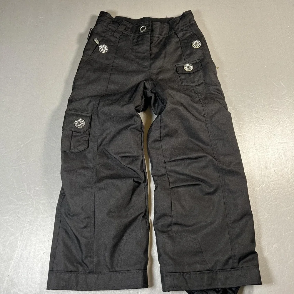 Obermeyer Ski Snow Pants Girls Juniors 6 Black Insulated EWS Gaiters Waterproof